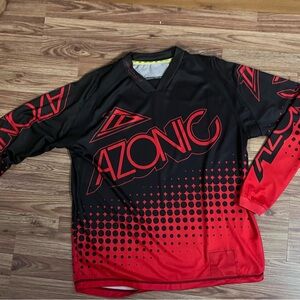 Men's Black and Red Graphic Richter mountain bike riding jersey